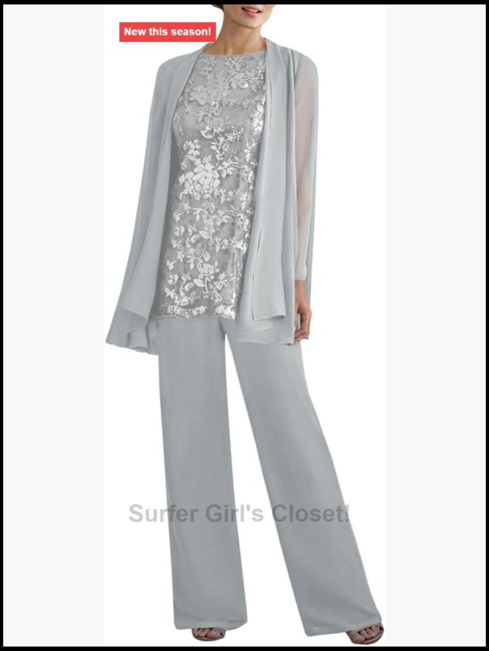 3 Piece Lace Formal Pants Suit Mother of Bride Dressy Wedding Set